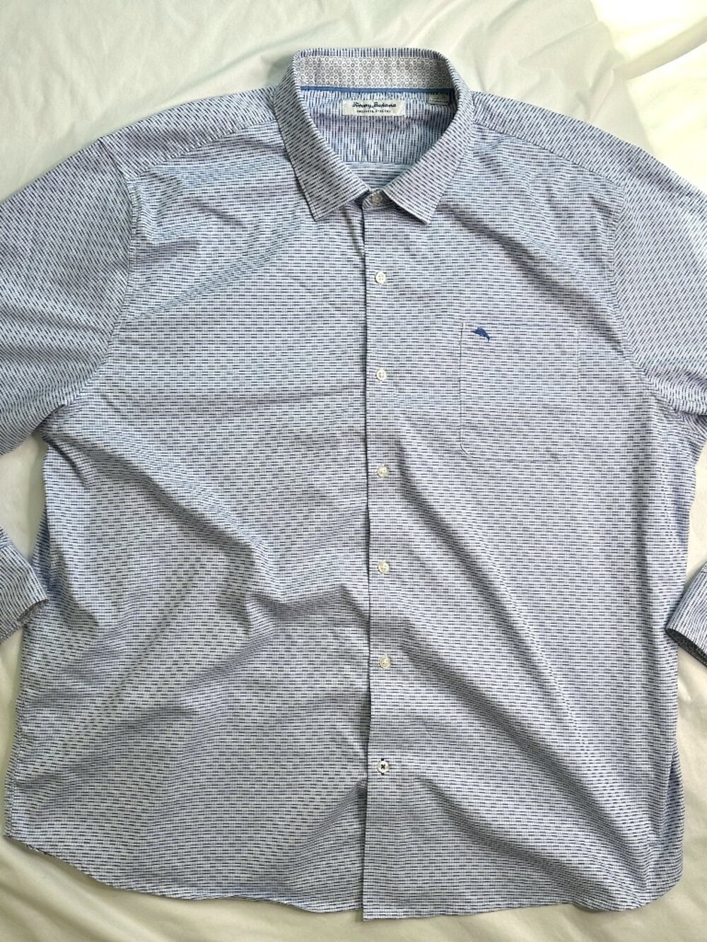 Tommy Bahama Shirt Mens 3XL Blue Button Up Sarasota Stretch Flip Cuff